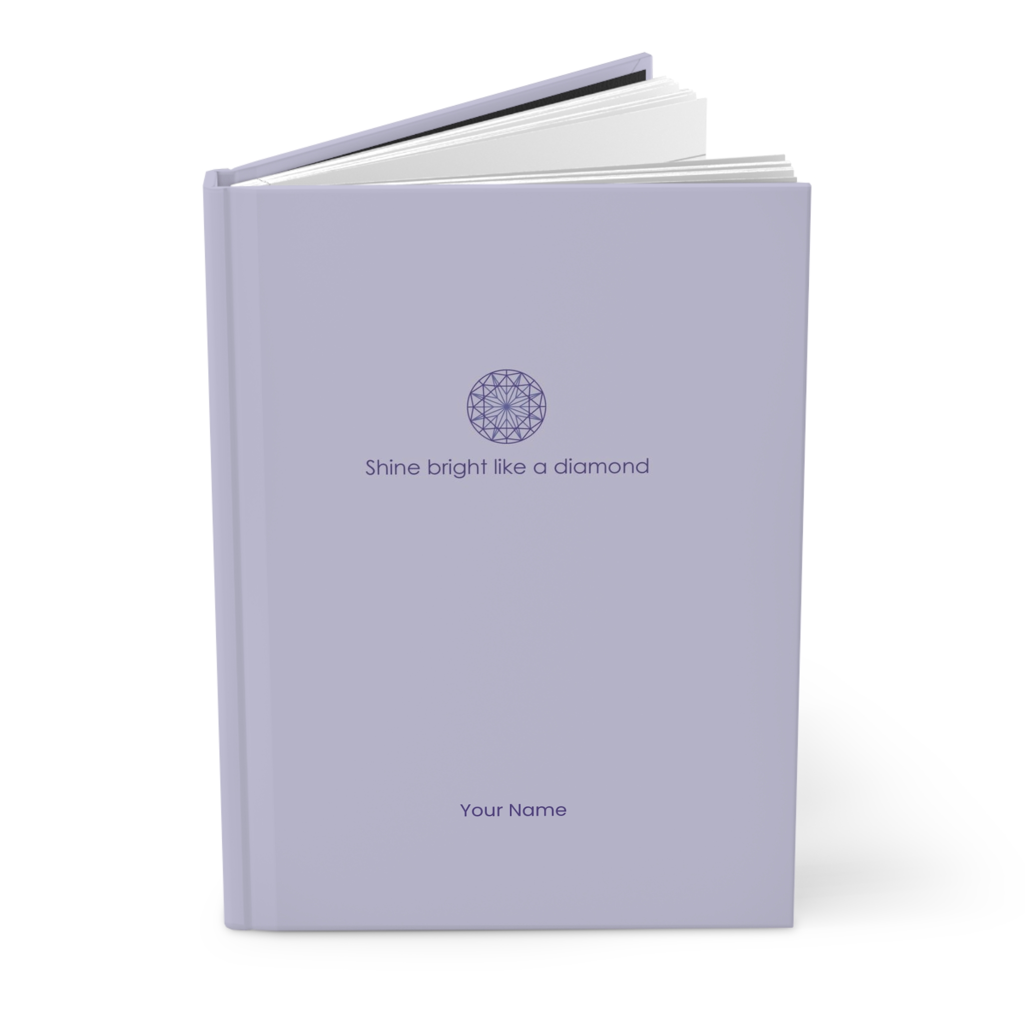 Hard Backed Journal - minimalist "Shine bright like a diamond" - Purple - Matte (US) ✨ Add your name - Image 3